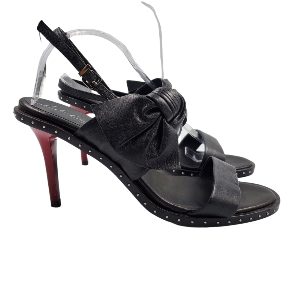 EUC LolaCruz Slingback Studded Bow Peep Toe Heel 👠